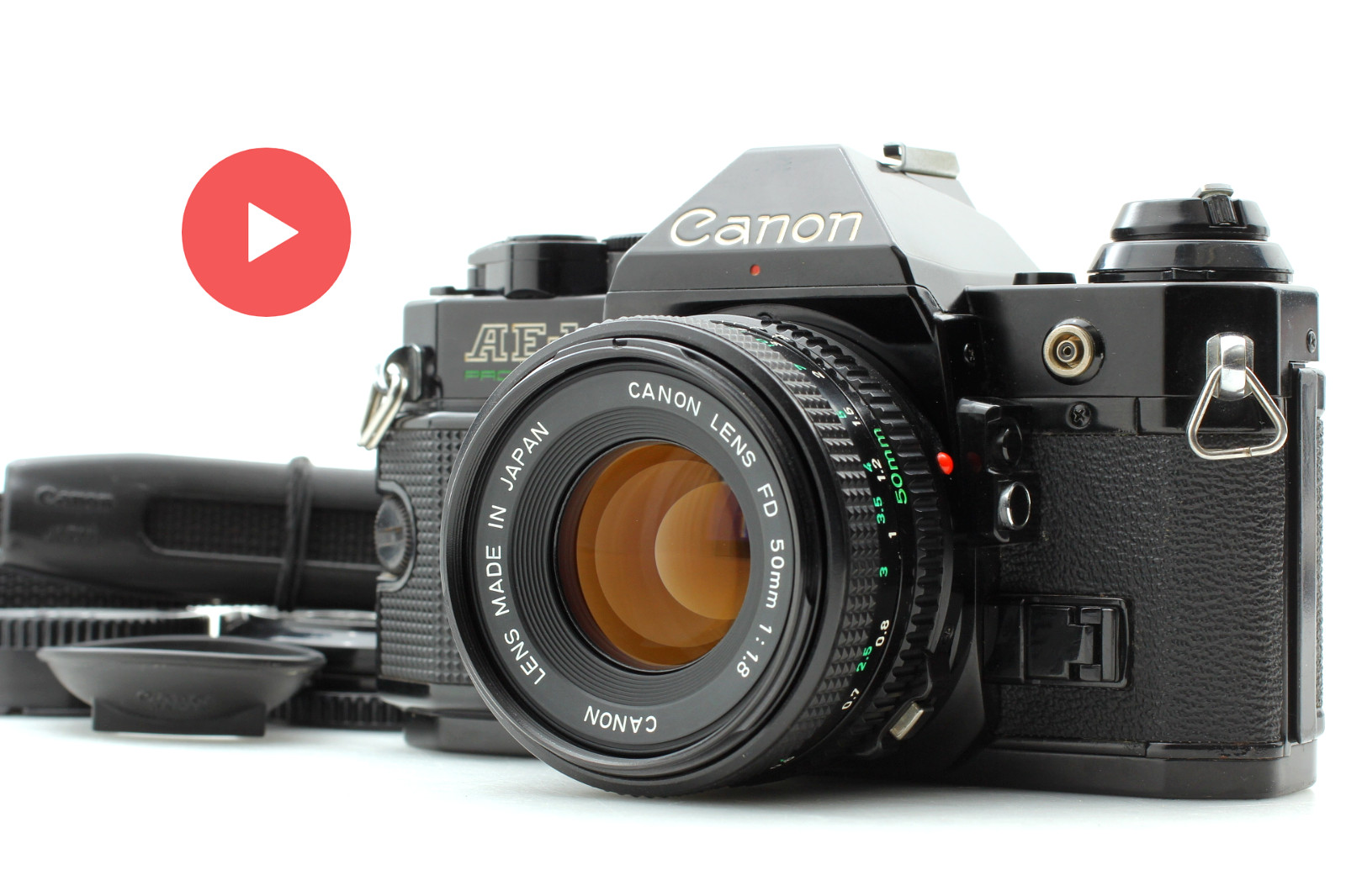 【Exce +5】Canon AE-1 Program Black SLR Film Camera & NFD 50mm f/1.8 From JAPAN