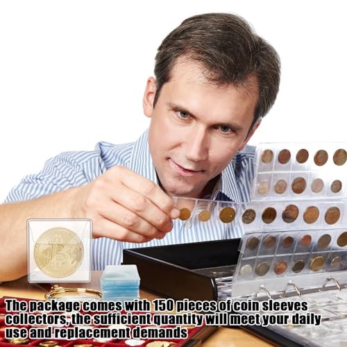150Pcs Single Pocket Coin Flips Clear Coin Collector Protectors Rectangular