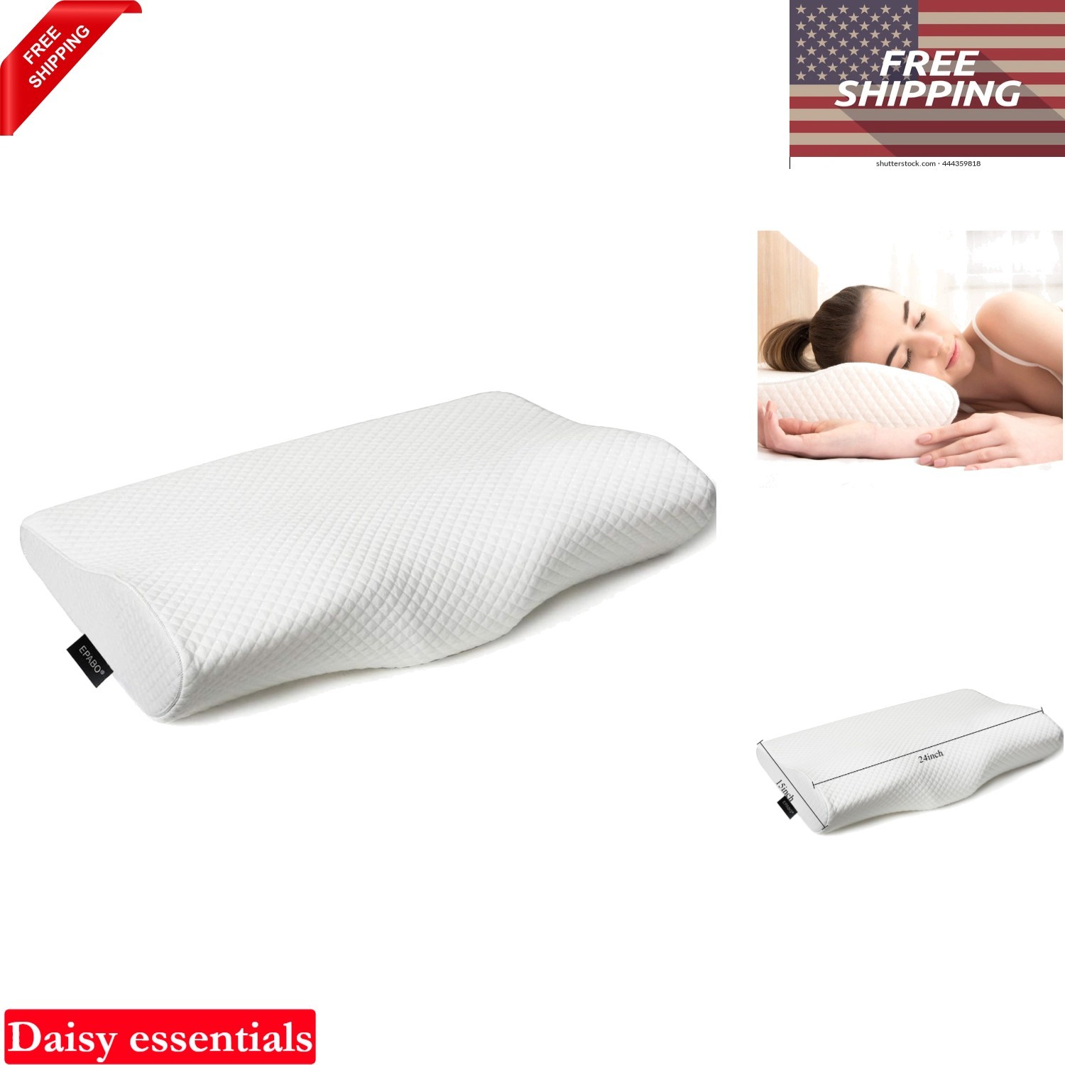 Memory Foam Pillow Queen Size Orthopedic Cervical Neck Support for Side Back ...