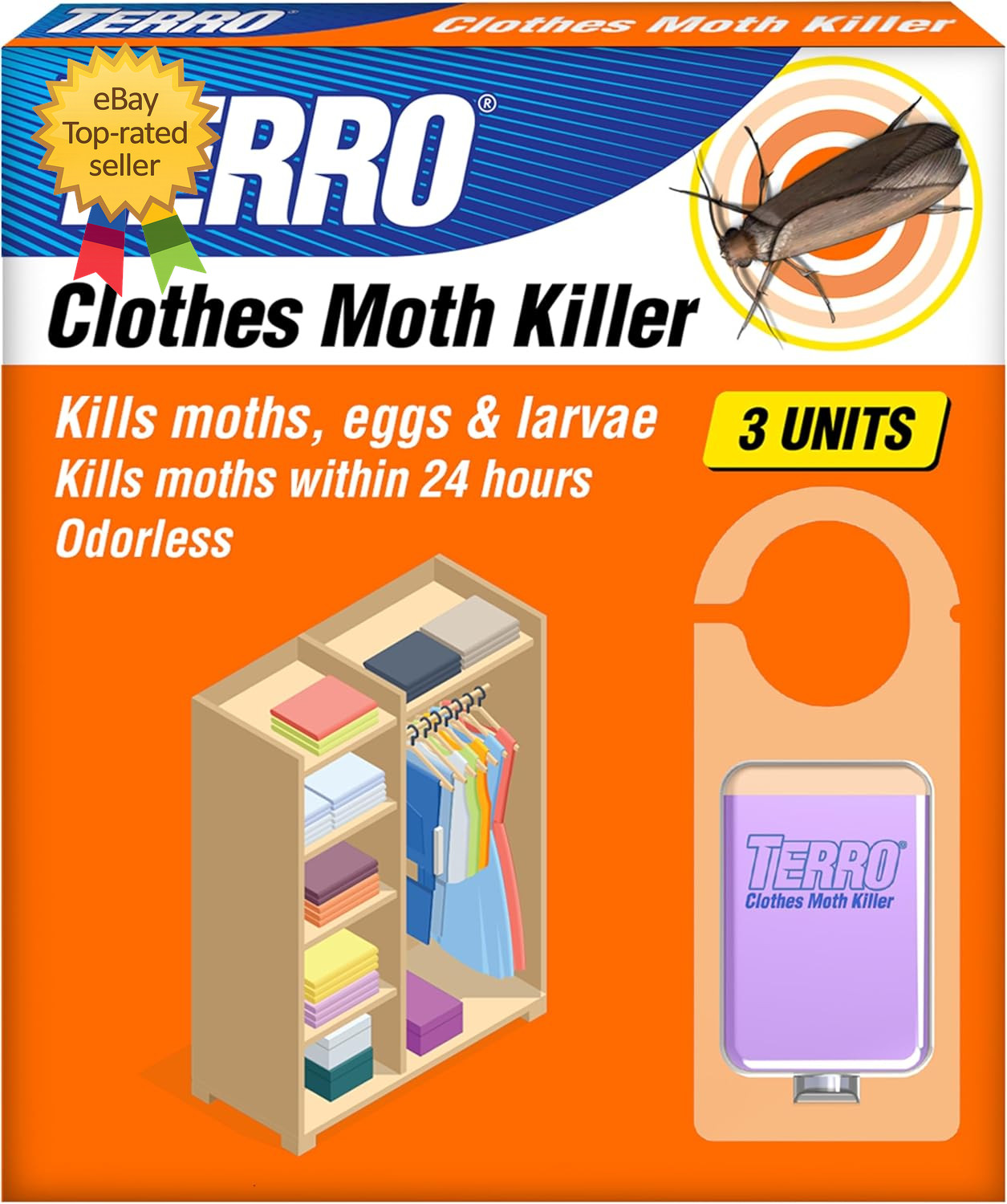 Clothes Moth Killer  T2903 3 Pack  Kills Adult Clothes Moths Larvae and Moth Egg