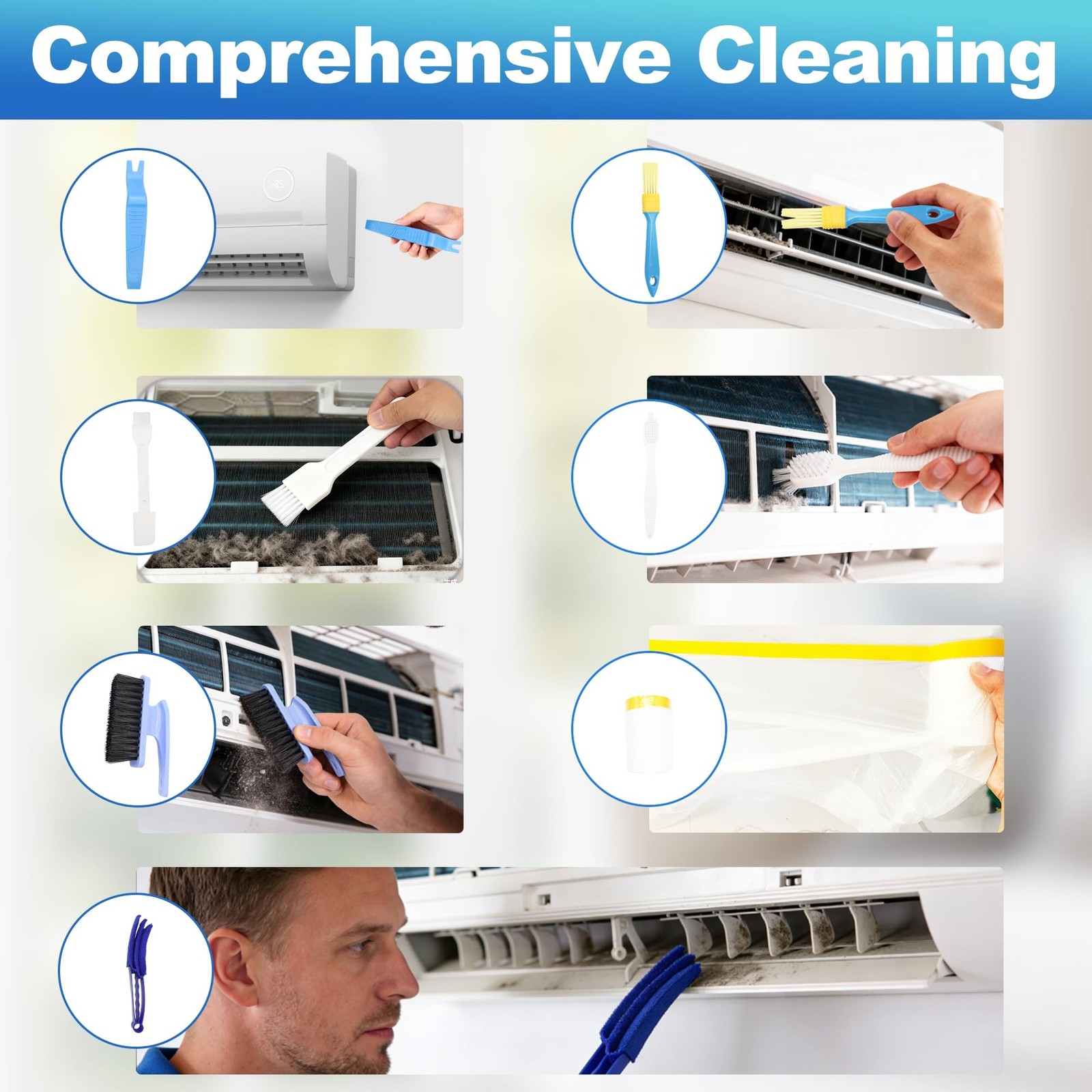 HTZSSON 15Pcs Mini Split Cleaning Kit Upgraded 1.5L High Pressure Sprayer
