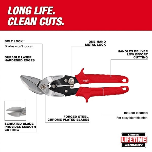 Milwaukee Tool 48-22-4553 Offset Aviation Snip Set 2Pc