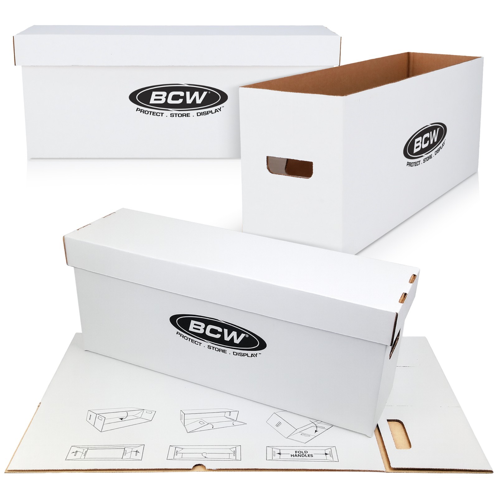 5 Long Comic Book Cardboard Storage Boxes Hold 250-300 Current /Silver + Divider