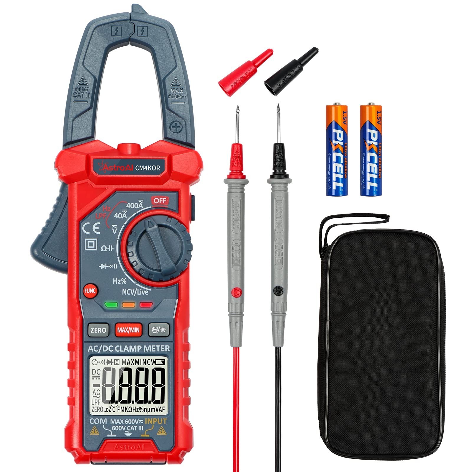 AstroAI Digital Clamp Meter Multimeter 4000 Counts Auto-ranging Amp Tester Me...