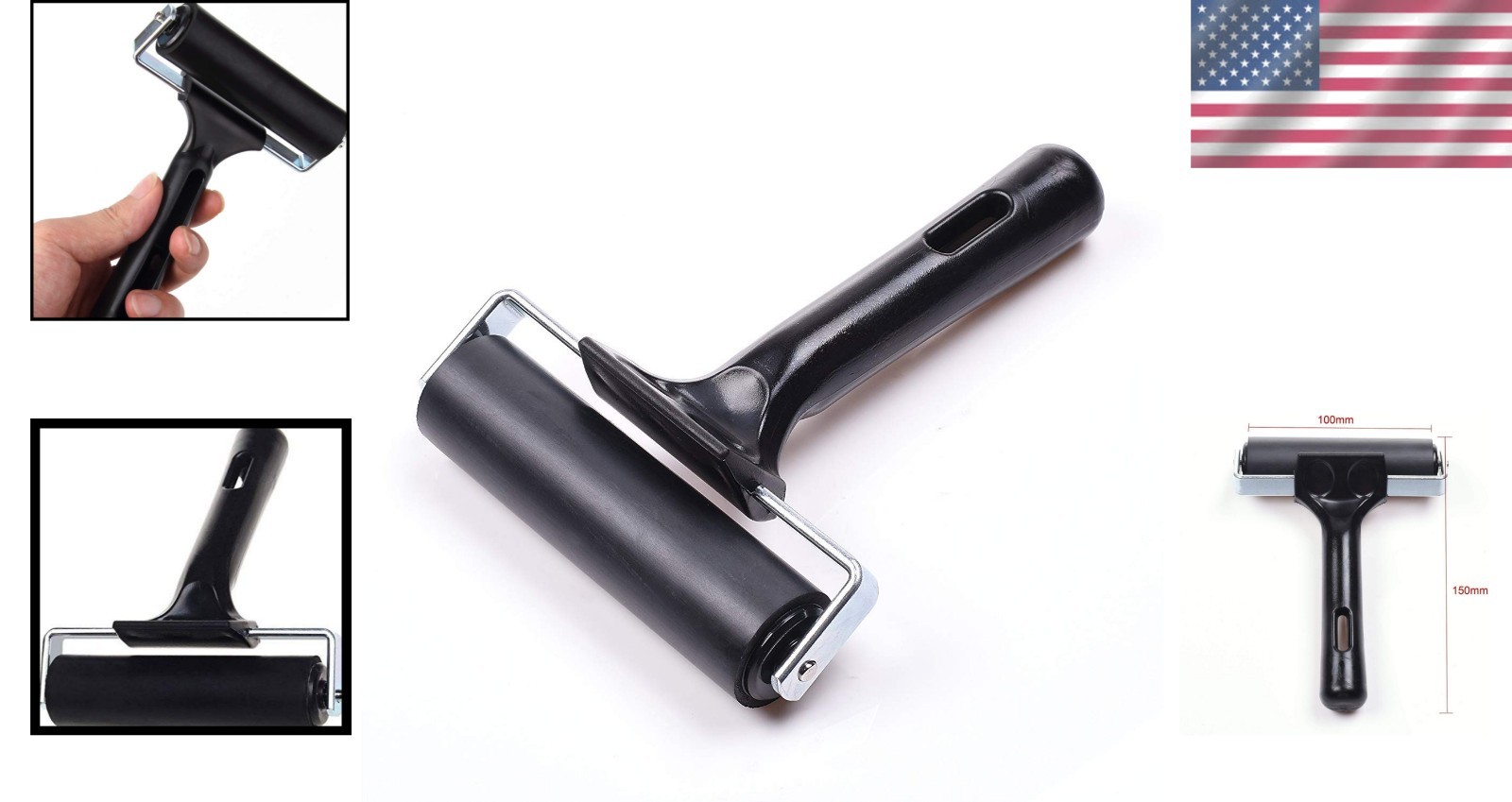 Compact 4-Inch Rubber Printmaking Brayer Roller - Smooth Application Guaranteed