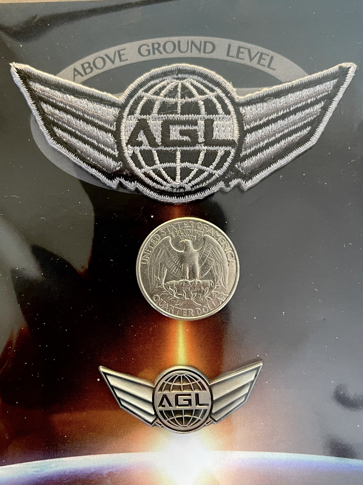 Astral Wings Enamel Pin & Embroidered Patch Set, Above Ground Level Morale Patch