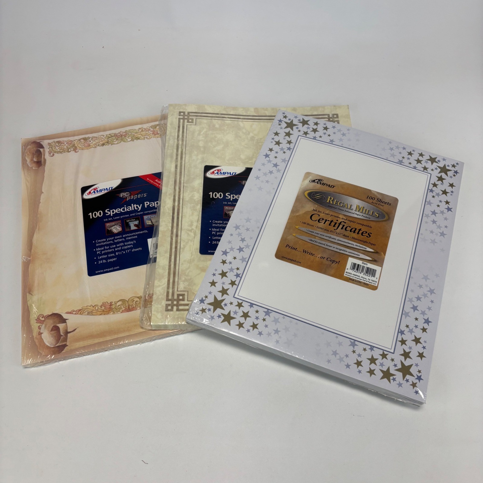 Ampad Specialty Paper Bundle 8.5x11 Scroll Stars Certificate Stationery