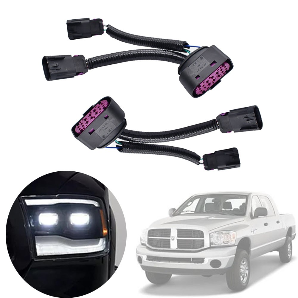 2X For 2009-18 Dodge Ram Conversion Harness Quad Housing To Projector Headlight