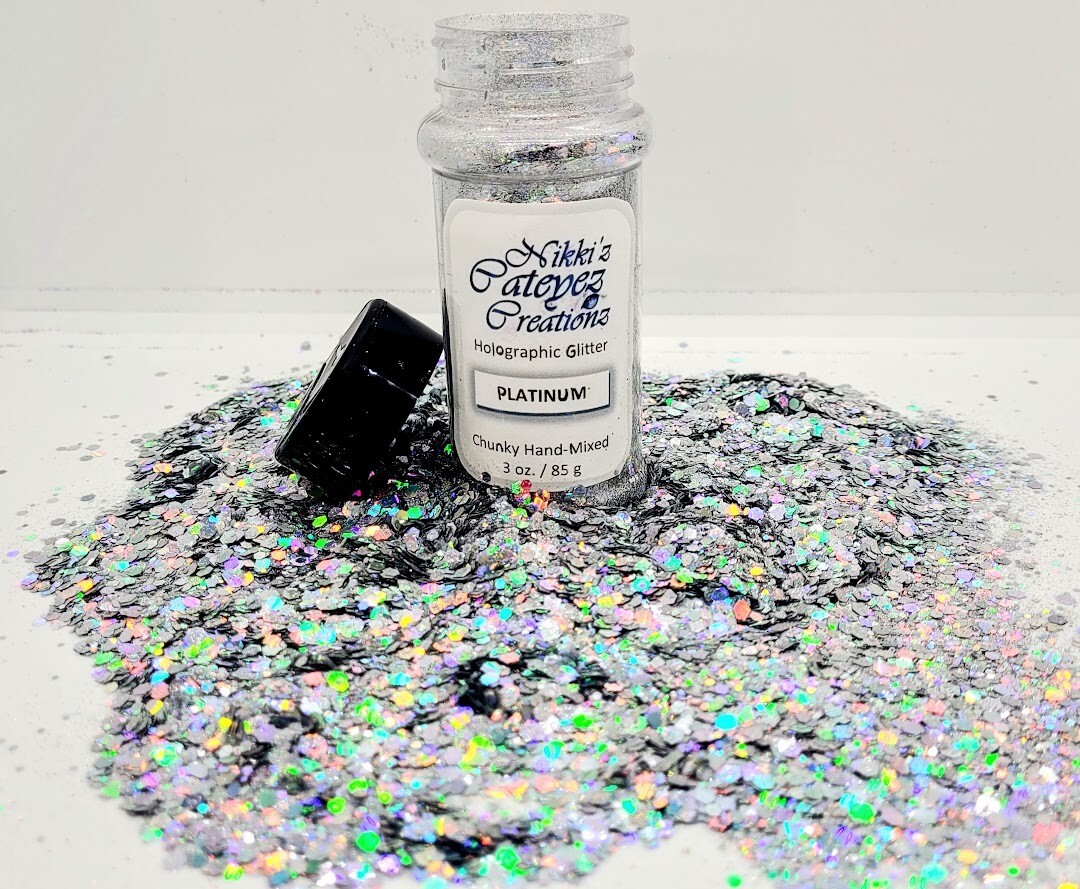 Holographic Chunky Silver Glitter - Platinum 3 oz.