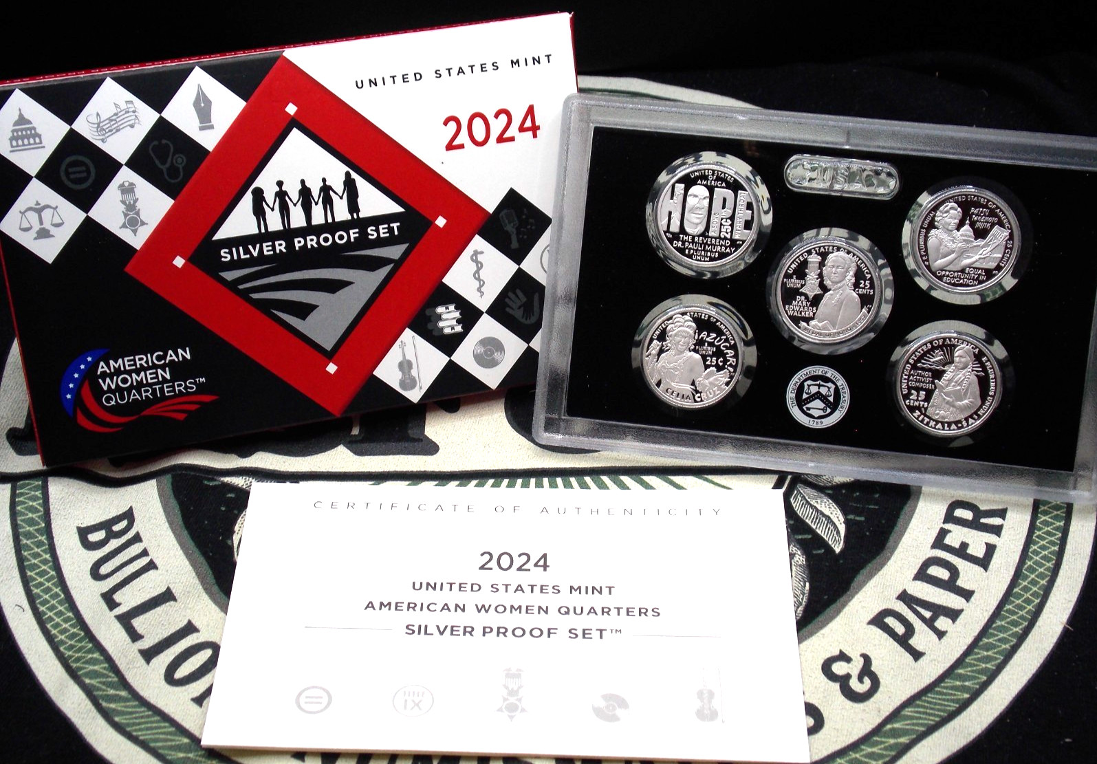 2024 "S" PROOF American *WOMEN* Quarters SILVER (5 Coin) Set 25c Box & COA ECC&C