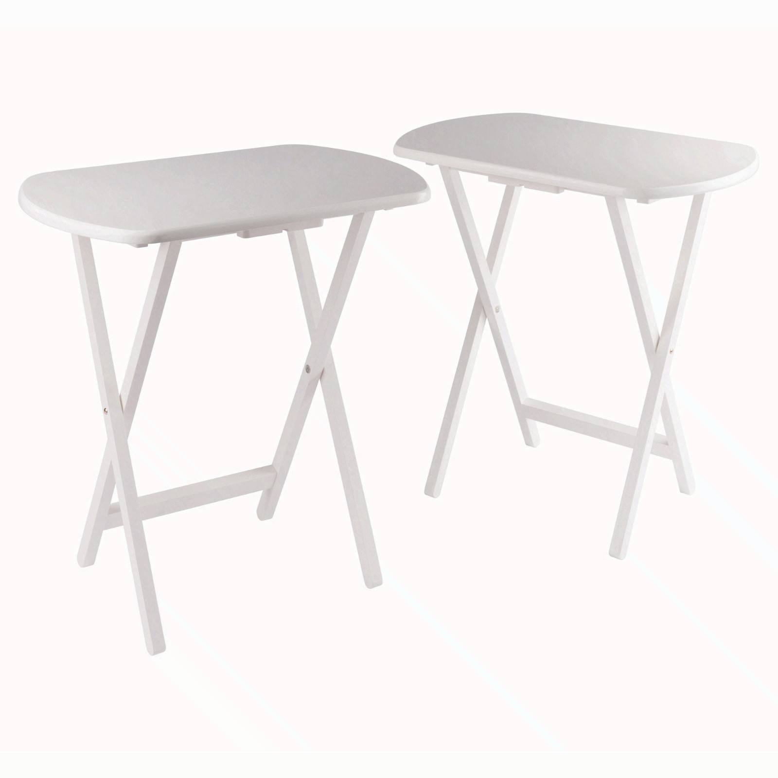 2-Pc Oversized Snack Tables, White Finish, Elegant, Dual Functionality