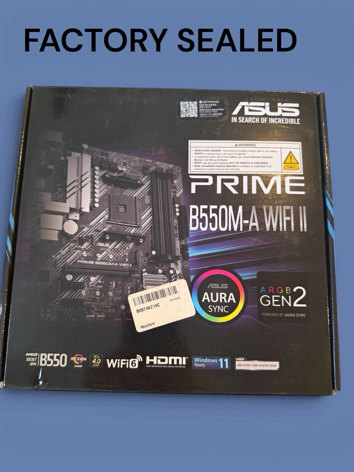 New & Sealed! ASUS Prime B550M-A Socket AM4 AMD Motherboard - 90MB19X0-M0AAY0