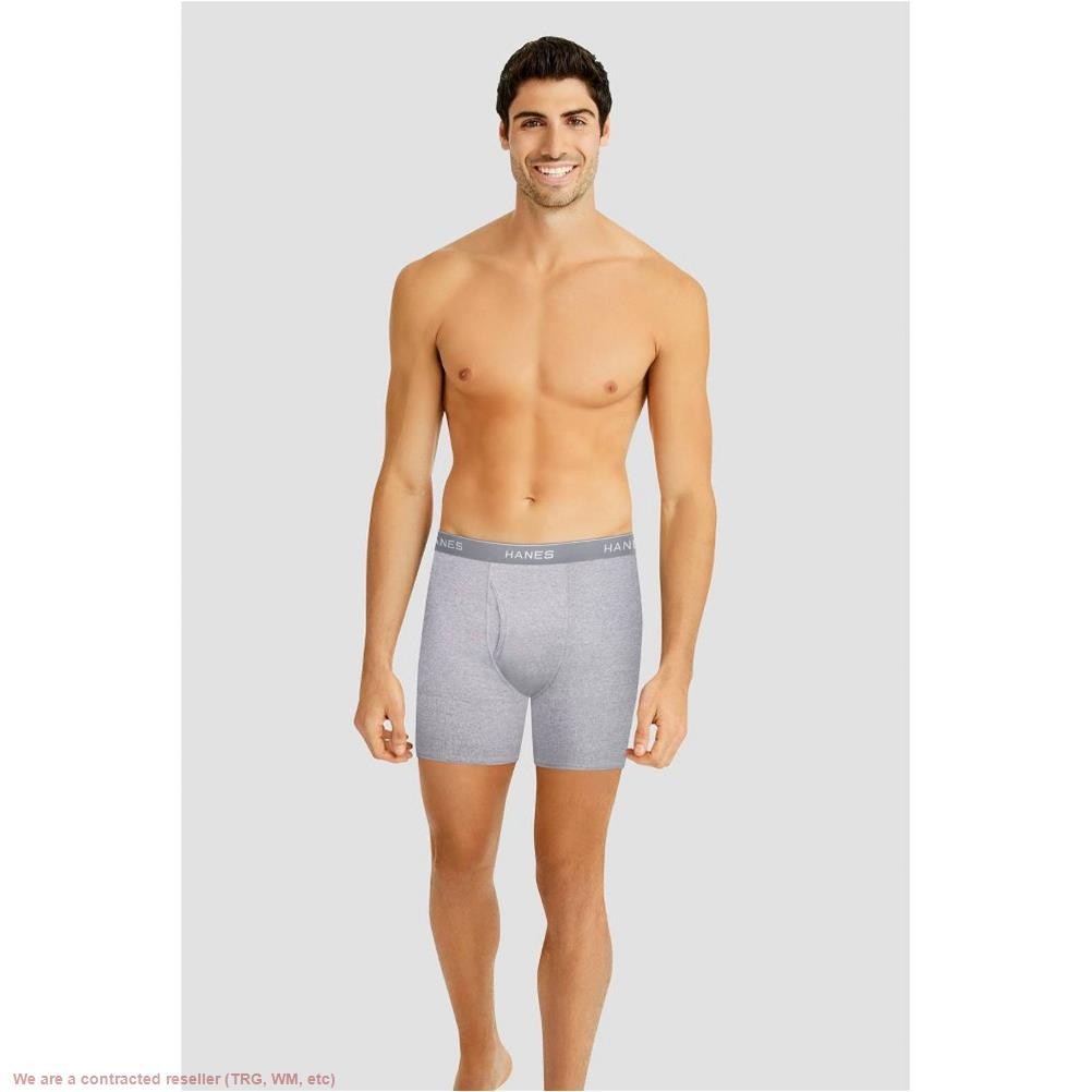 Hanes Men's Super Value Moisture-Wicking Cotton Boxer Briefs 10pk - Black/Gra...