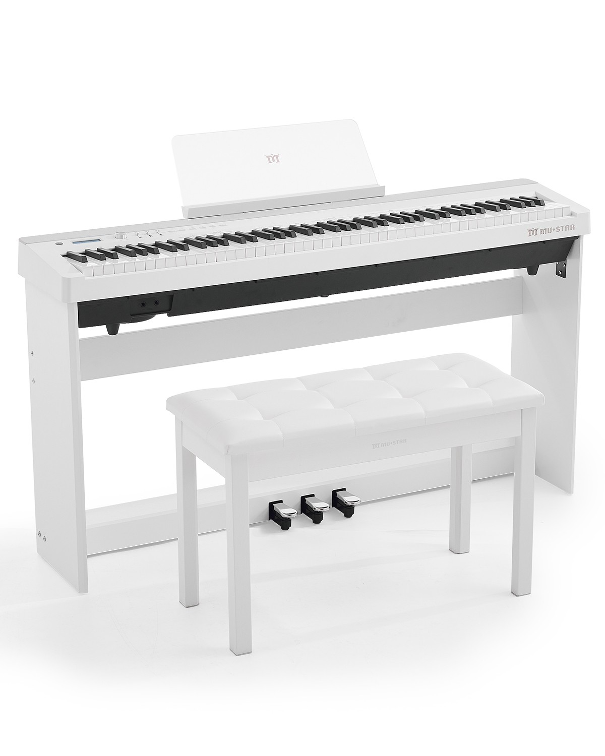 88-Key Fully Weighted Graded Hammer Action Digital Piano Keyboard w/ Bench White