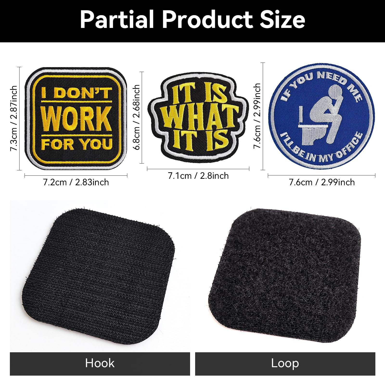 50PCS Random Funny Hook and Loop Patches Set, Embroidered Tactical Morale Pat...