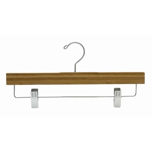 14" Dark Bamboo Wooden Pant/Skirt Hanger w/Clips (pack of 25)