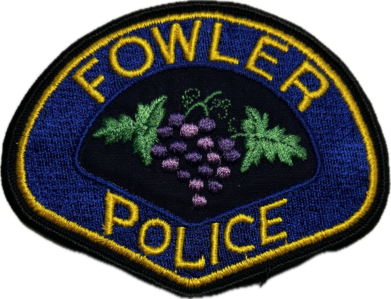 VINTAGE CA CALIFORNIA FOWLER POLICE DEPT PATCH FRESNO COUNTY GRAPES WINE #KP