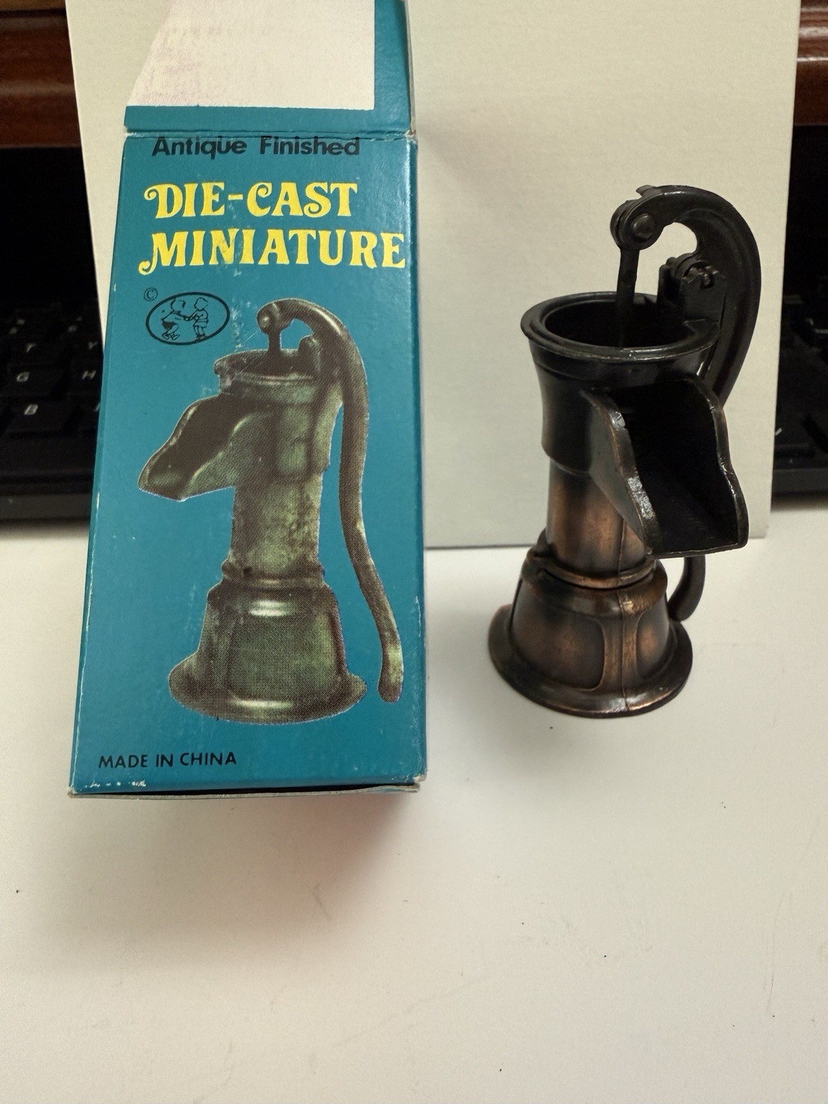 VTG Die Cast Metal Pump Miniature Pencil Sharpener & Box Souvenir Colorado