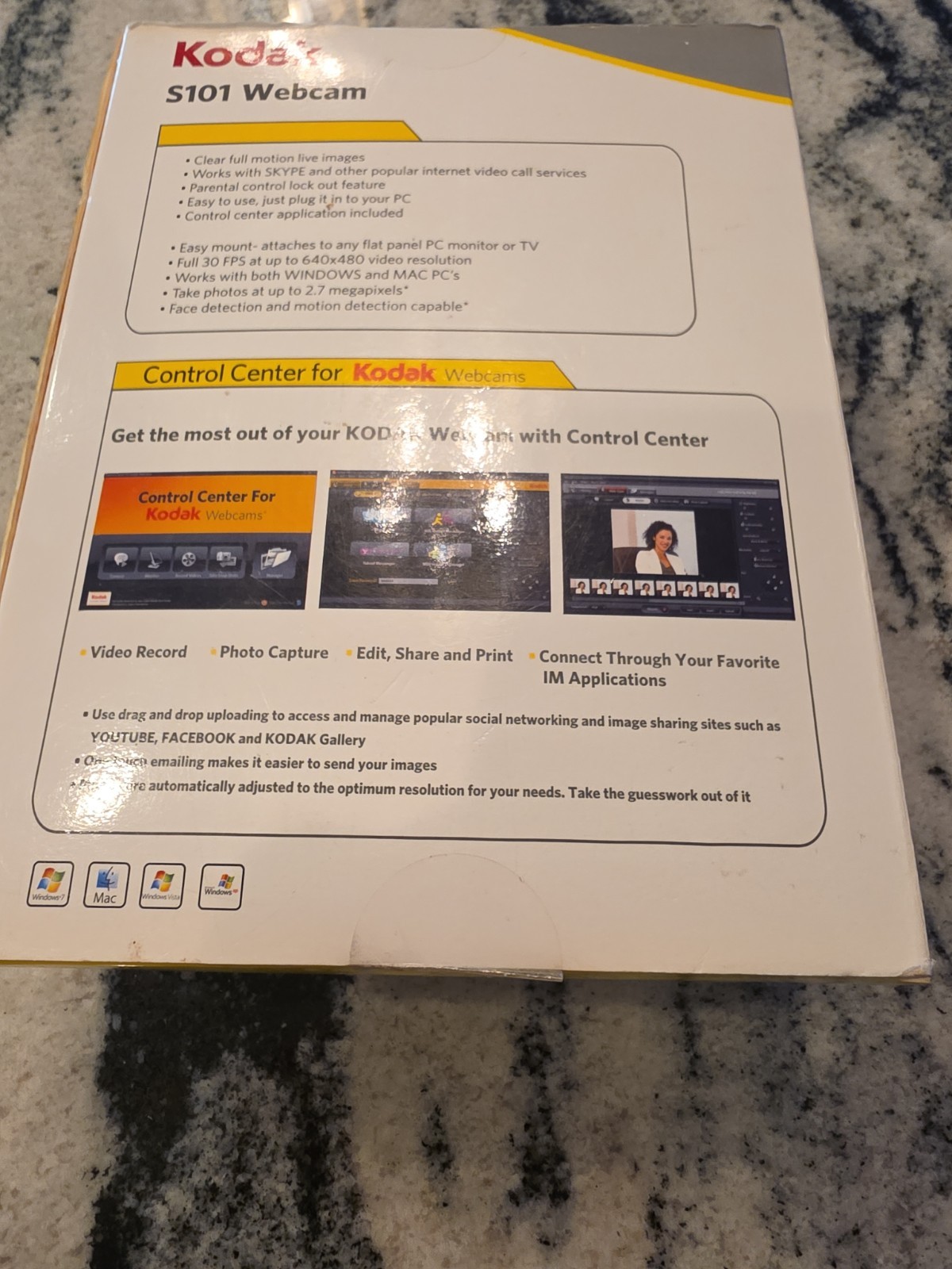 Kodak S101 USB Webcam with Microphone New Open Box Damaged Packaging Retro PC