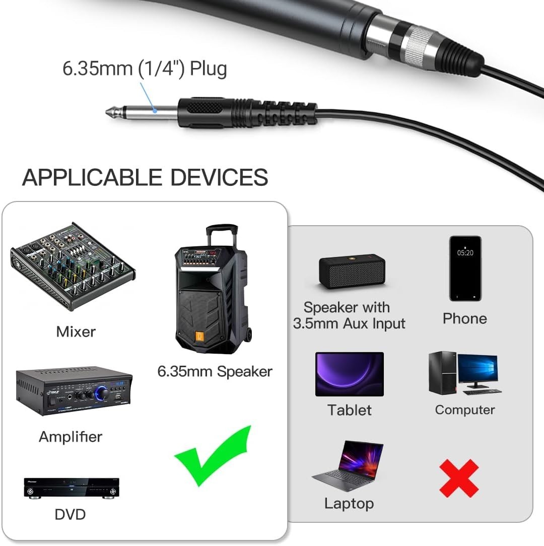 Versatile Dynamic Handheld Mic with Long 14.8ft Cable for Events & Performances