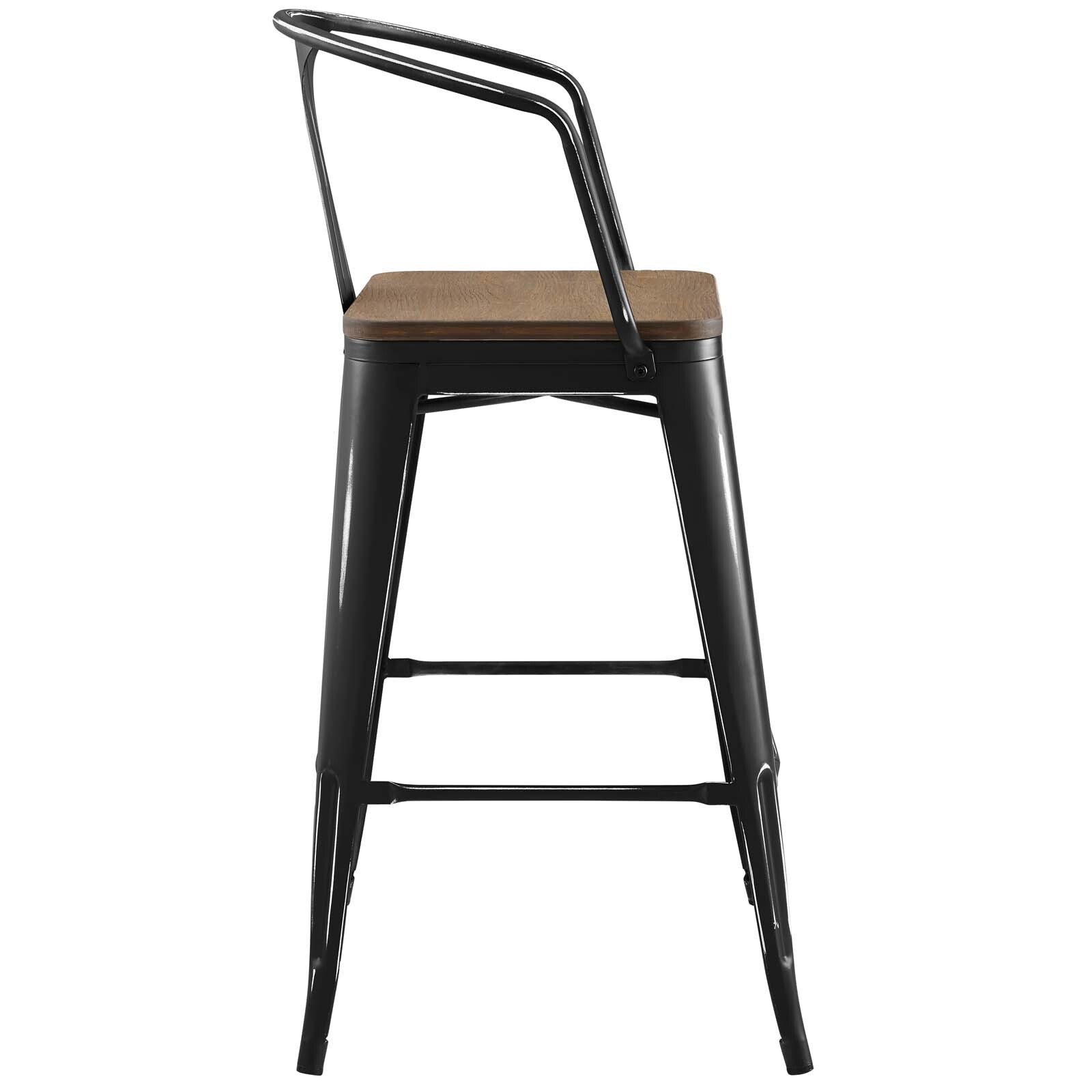 Modway Promenade Bar Stool Set of 2 in Black