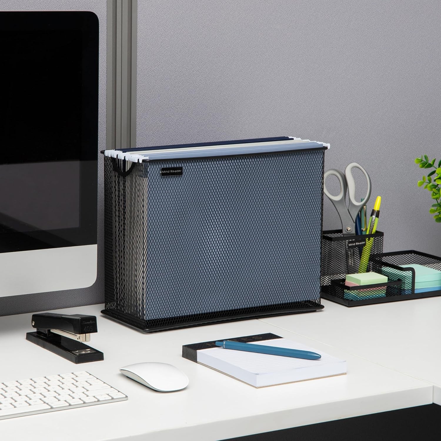 Vertical File Storage Desktop Organizer Hanging Files Office Metal Mesh 12.25"L