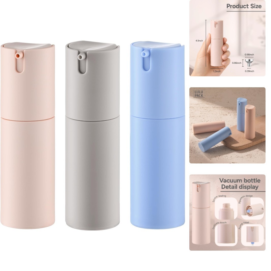 Airless Pump Bottles,Travel Size, 1oz 3pcs Refillable Container-Plastic dispe...