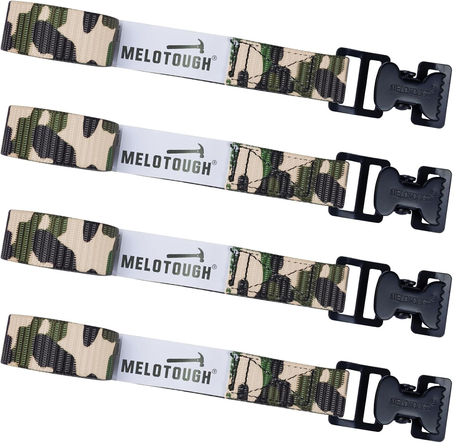 4-Pack 2Ft Camo Tree Stand Straps, Heavy Duty Ratchet & Utility