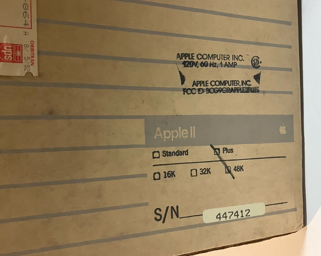 Vintage Apple II Plus A2S1048 Computer Only With Original Box No Extras!