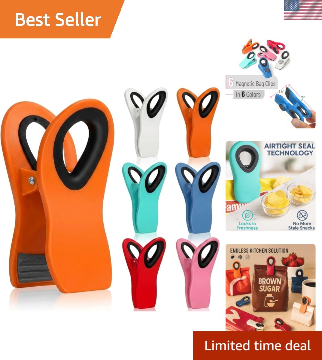 Strong Magnetic Chip Clips - 6-Pack Professional Grade Bag Closers for Freshness