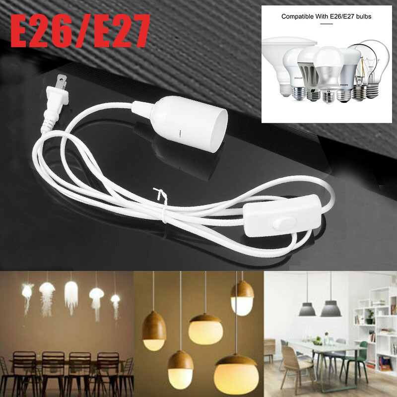 4 Pack 6FT Power Cable Cords E26/E27 Socket Wire Adapter Base with On/Off Switch