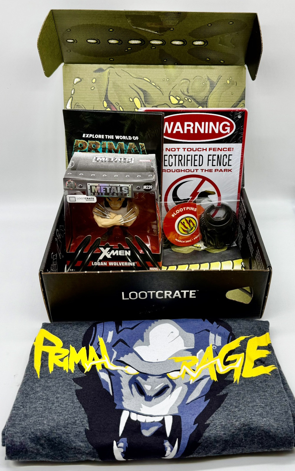 NEW Complete “Primal” Loot Crate March 2017 - Wolverine Figure & More - S