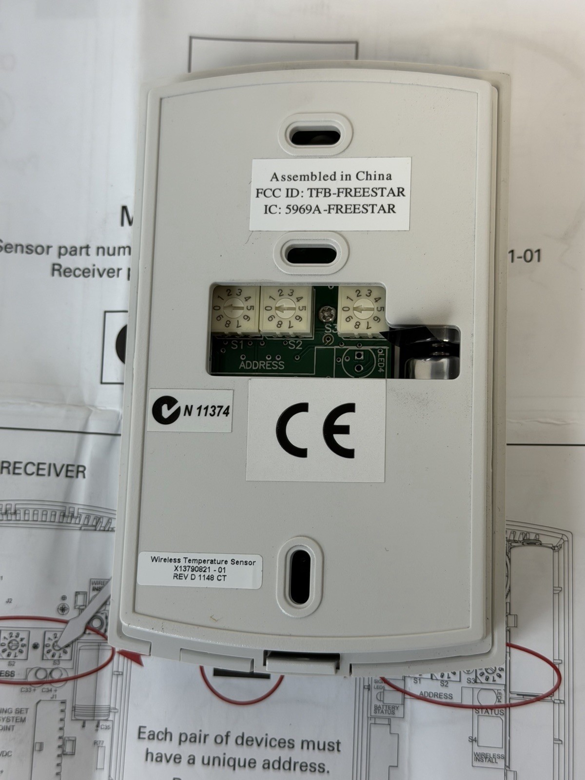 NIB TRANE SERVICEFIRST SEN01427 WIRELESS TEMPERATURE SENSOR X13790821-01 REV. D
