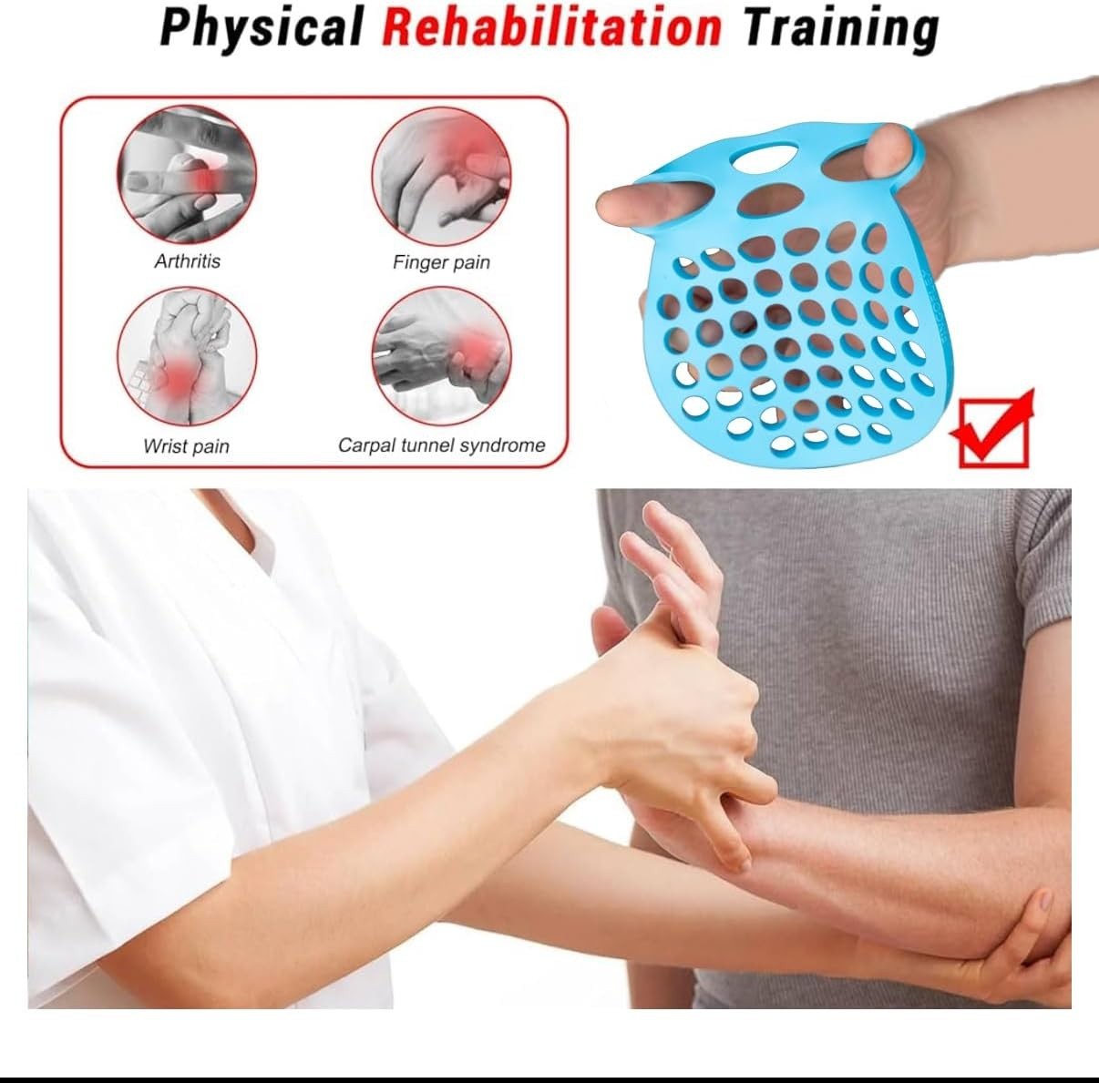 Silicone Finger Extension Exerciser - 2 Resistance Levels for Rehab
