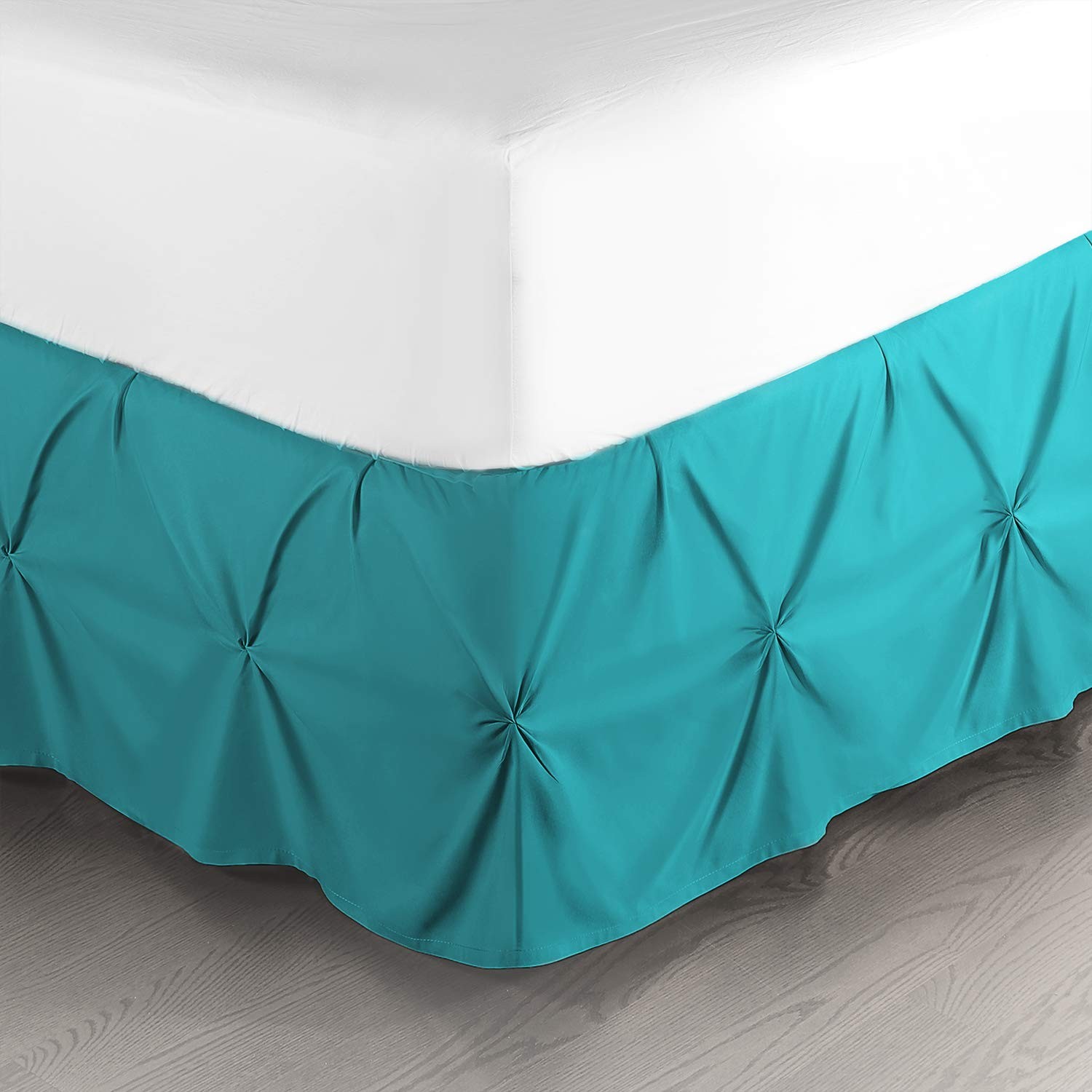 Nestl Teal Bed Skirt Full Size, Pinch Pleat Skirt, 14" Full,