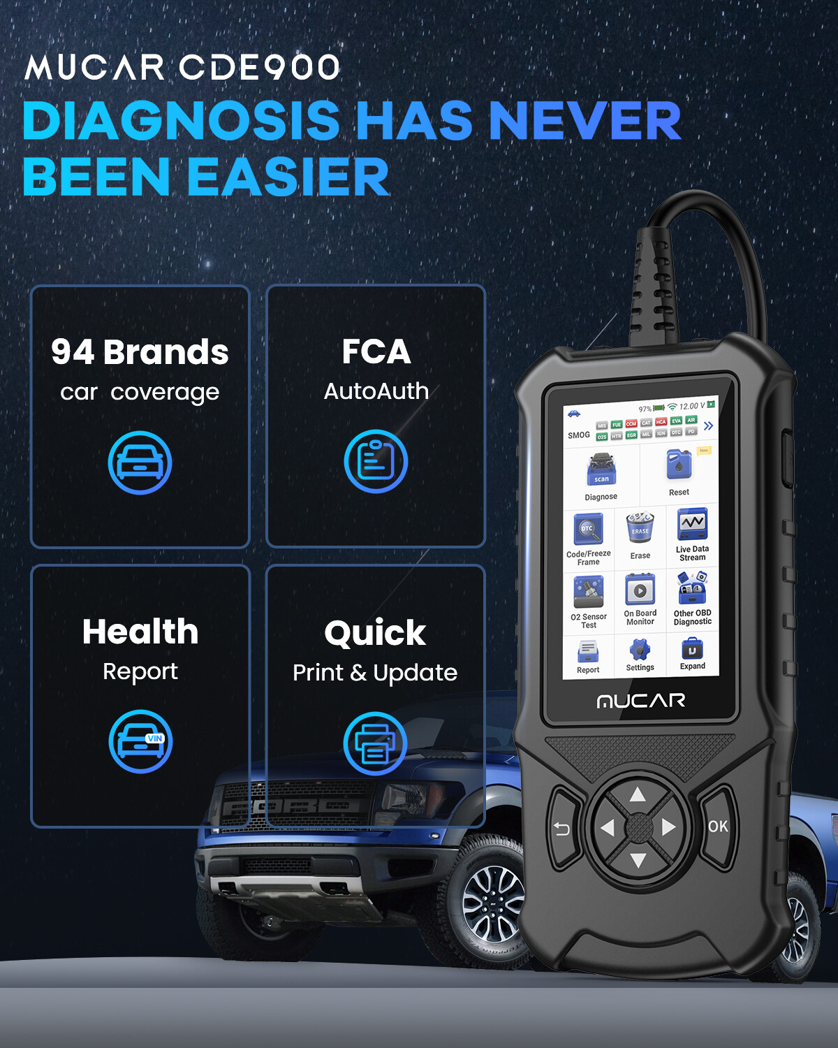 Automotive Car OBD2 Scanner Fault Code Reader Check Engine Light Diagnostic Tool