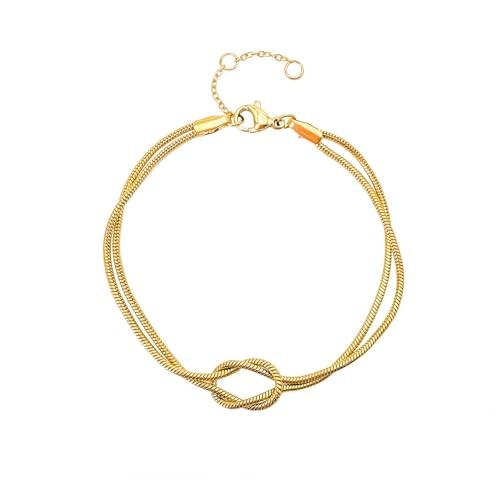 POYAMUSE Adjustable Love Knot Chain Bracelet for Women Couples Friendship Gold