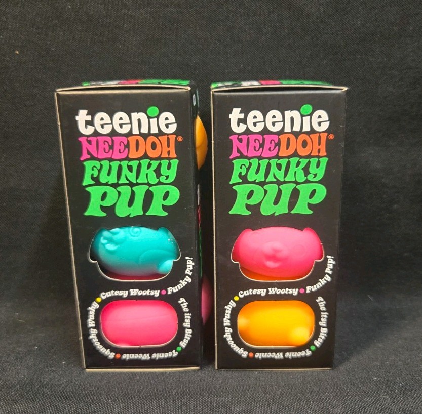 Teenie Funky Pup NeeDoh Squeeze Toy Neon Stress Ball Set of 2