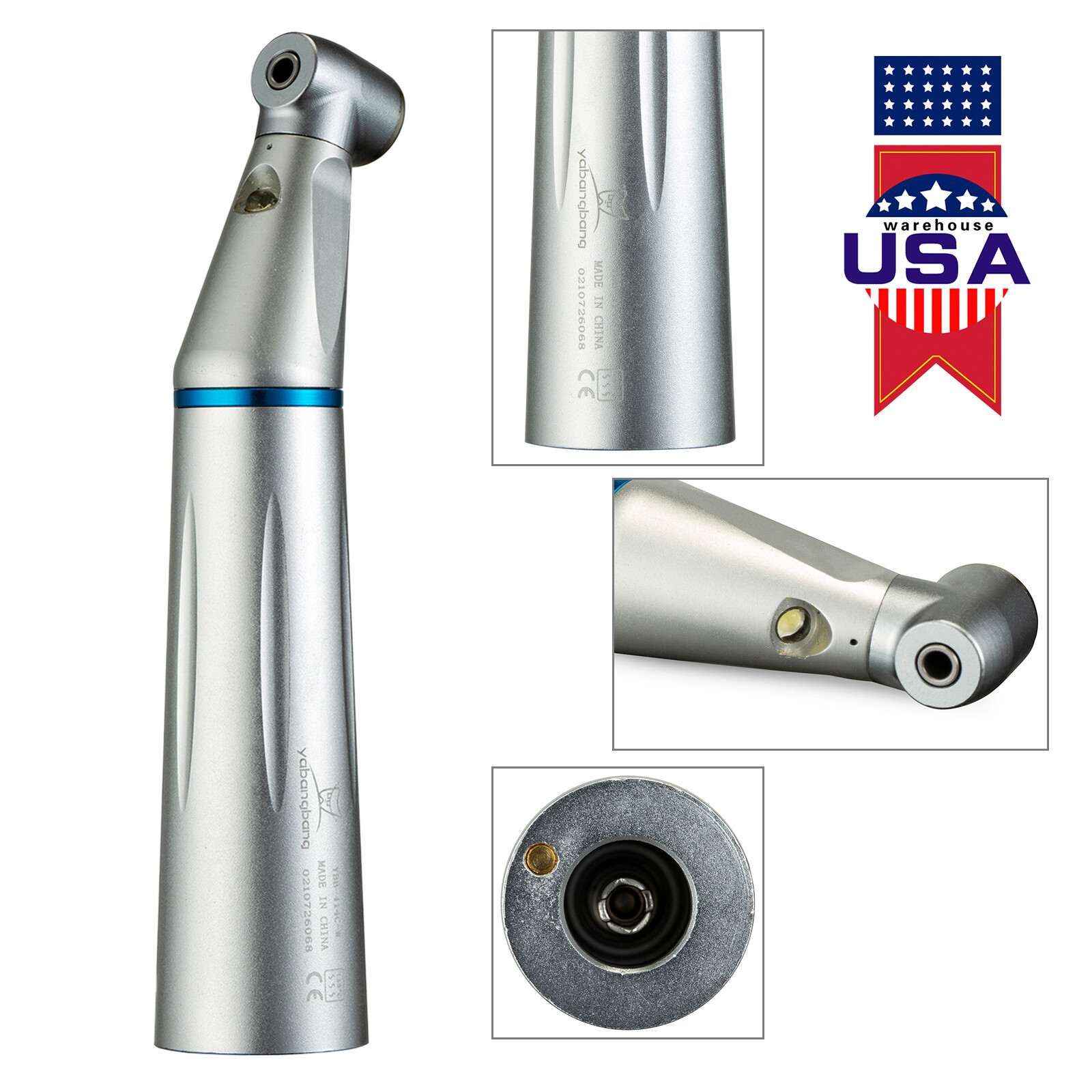 Dental Low Speed LED E-generator Push Contra Angle Handpiece Internal Water YB