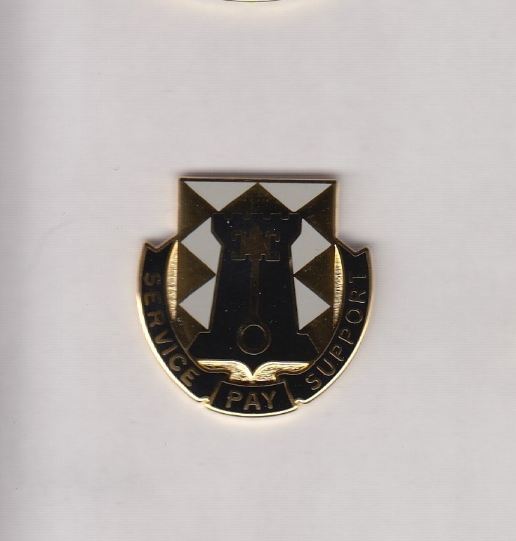 US Army 208th Finance Battalion crest DUI badge cb clutchback V-21