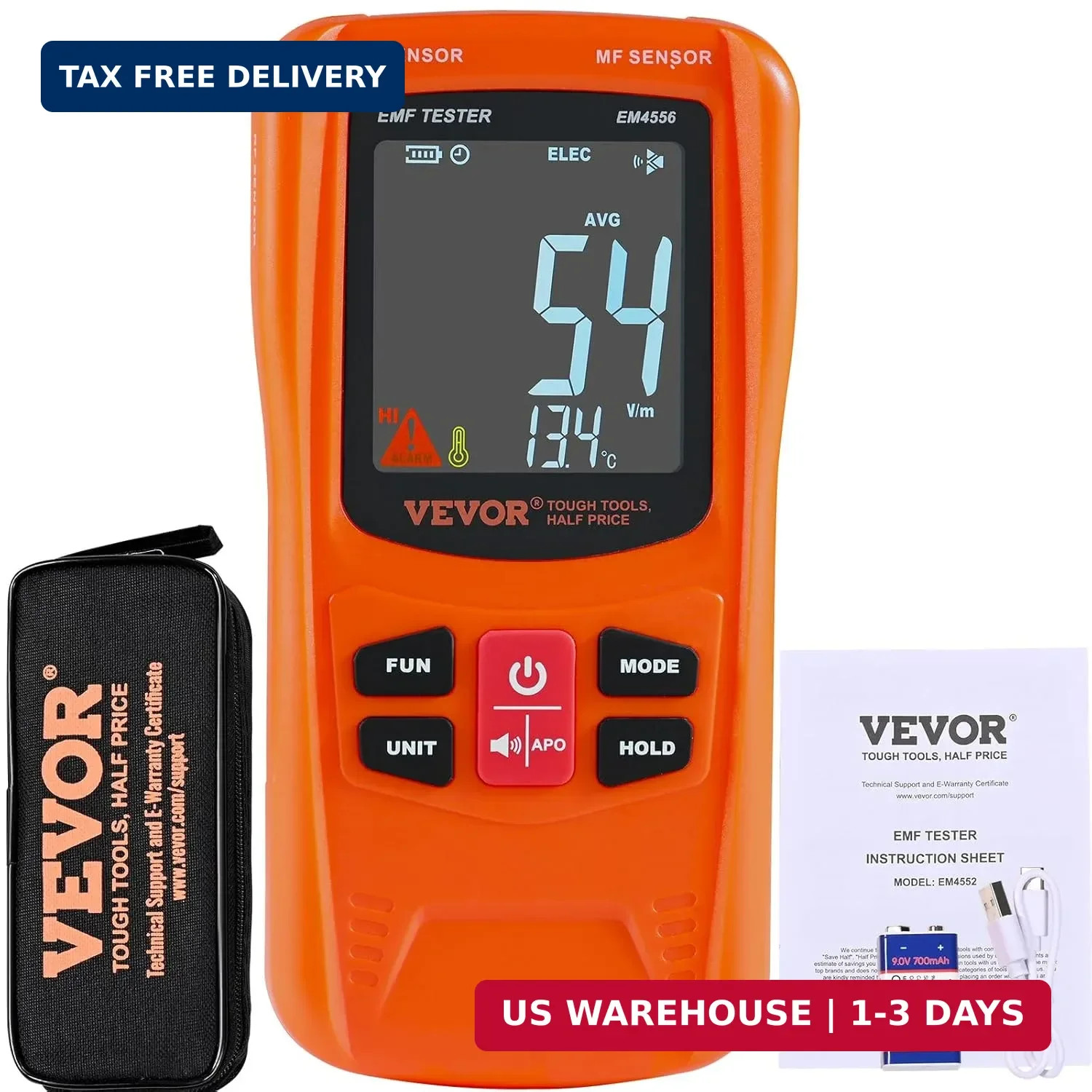 Electromagnetic EMF Meter 5G, 3 in 1 Field Detector EMF, 5Hz-6GHz Rechargeable