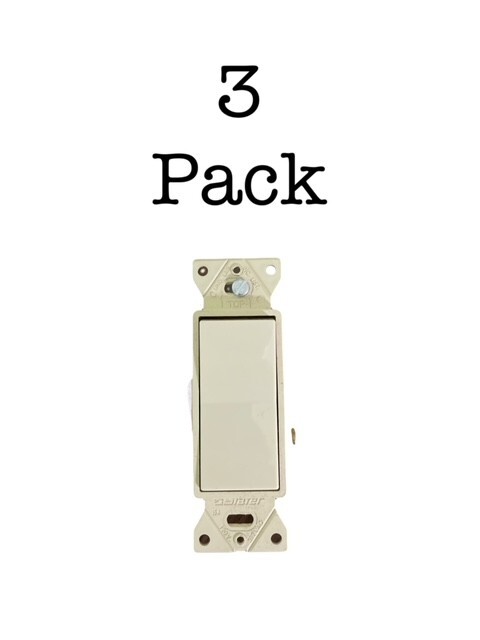SWITCH ROCKER (3 PACK) Challenger Decora Quiet Rocker Wall Light 15A Ivory