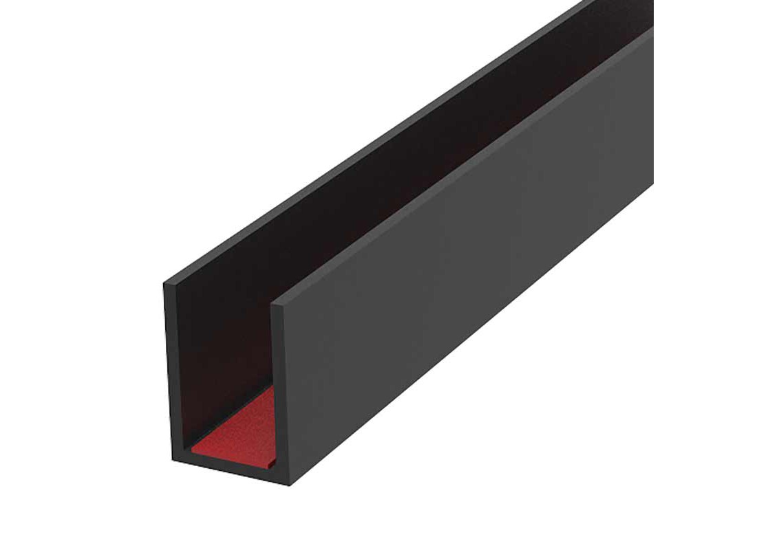 Perimeter Channel with Pre-Applied Tape for 3/8" Glass 144" Length - Matte Black