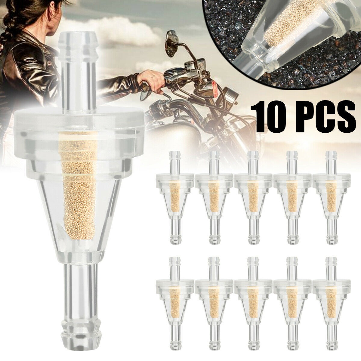 10Pcs Universal 1/4" Inline Gas Fuel Filter For Motorcycle Dirt Bike ATV UTV c