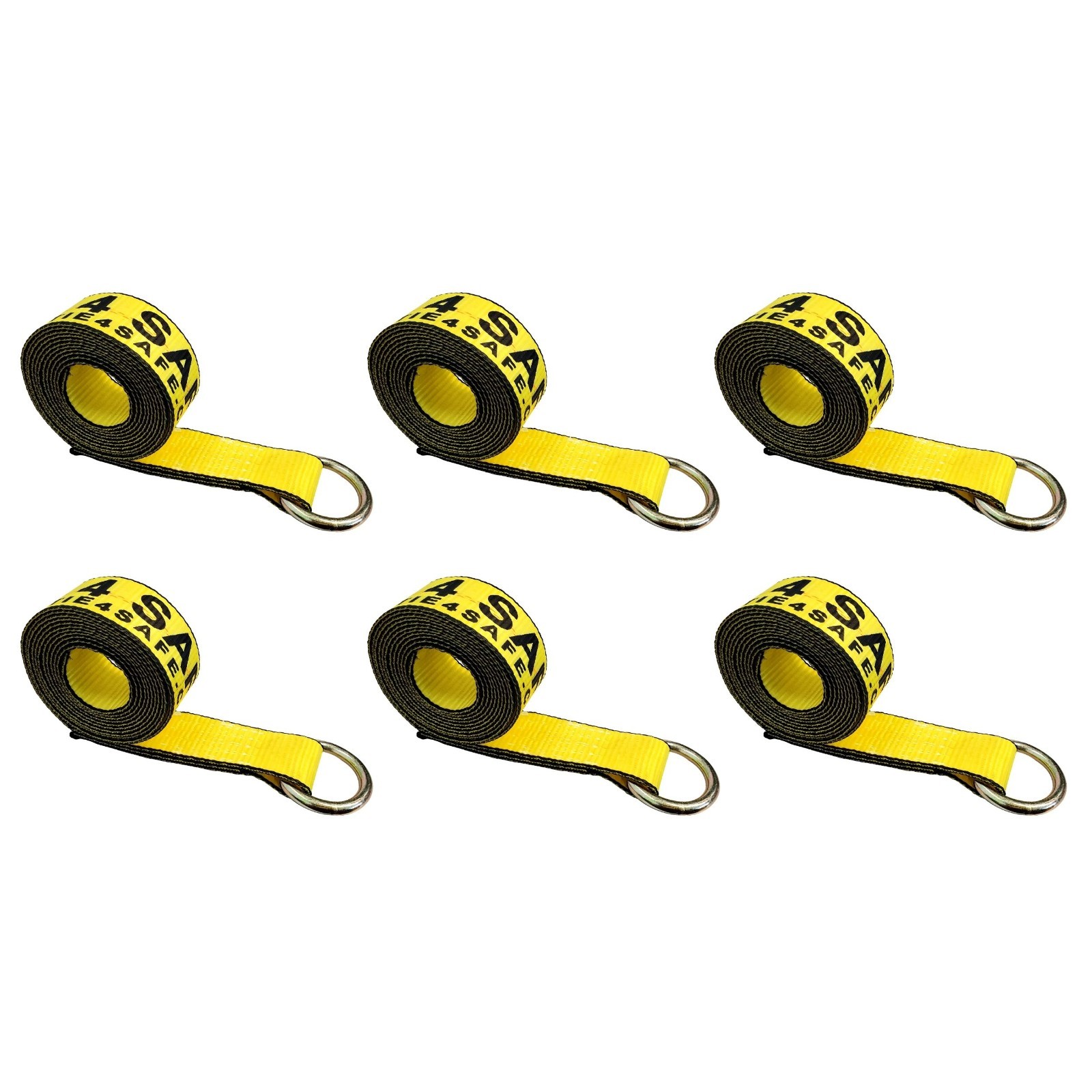 6 Pack 2" x 10' Lasso Strap w/ O Ring Auto Tie Down for Tow Truck Wheel Lift