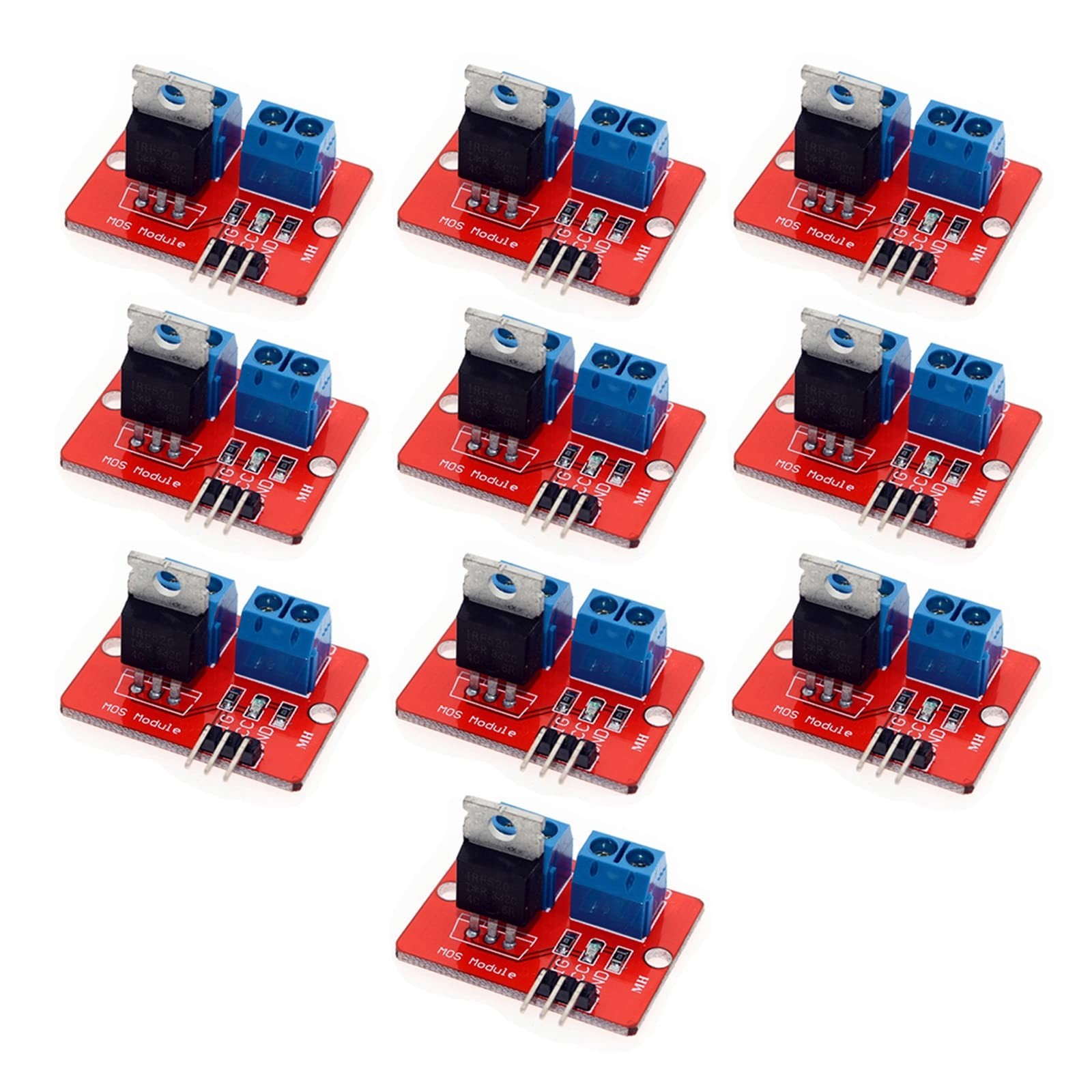 10pcs 0-24V MOSFET Button IRF520 Transistor Triode MOS Driver Module for Ardu...
