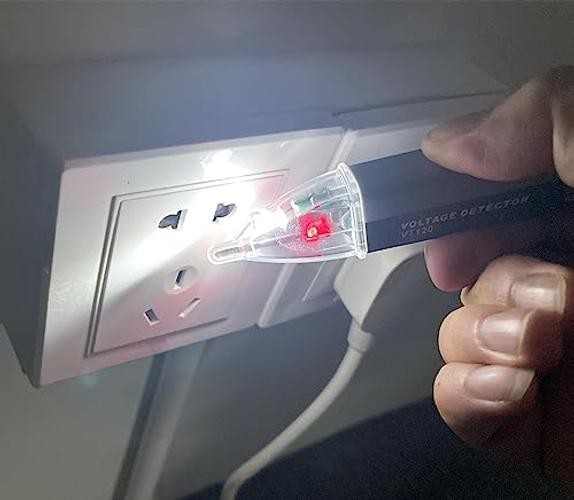 Non-Contact Voltage Tester Tools—LED Flashlight—Buzzer Black+Grey+Transparent