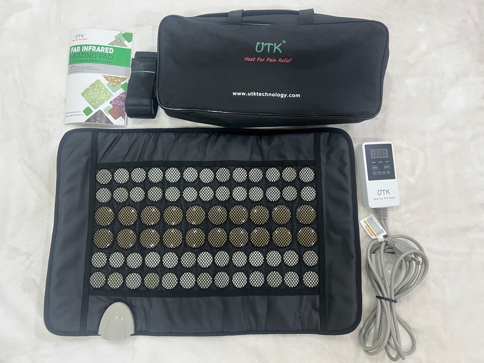 UTK Jade Far Infrared Heating Pad for Back Pain Relief w/ Controller Bag