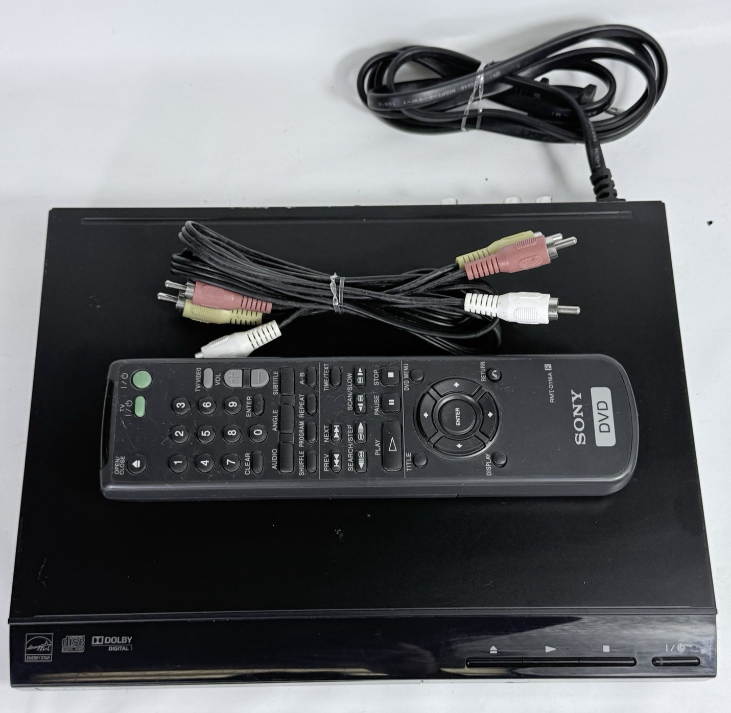 Sony DVP-SR210P DVD CD Player w Sony Universal Remote AV Cables Tested Works