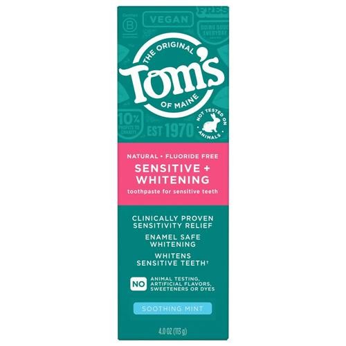 Tom's of Maine Sensitive + Whitening Toothpaste Soothing Mint 4oz / 113g New